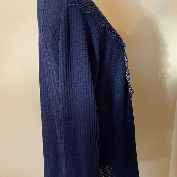 Ladys Navy Blue Sheilay Floral Waffle Knit Sweater Size XL - Picture 10 of 11